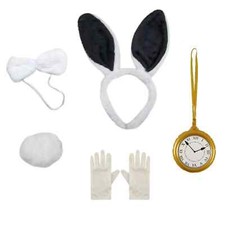 Kids Children's Girls White Bunny Rabbit Fancy Dress Costume Wonderland Alice