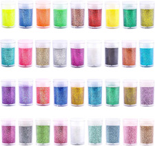 Extra Fine Glitter, Set of 36 Colors Nail Arts Cosmetic, Resin Crafts Loose Glit