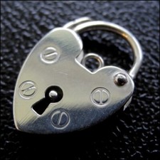 Sterling Silver Heart Shaped Padlock Charm 10mm Jewellery New .925 - FP61