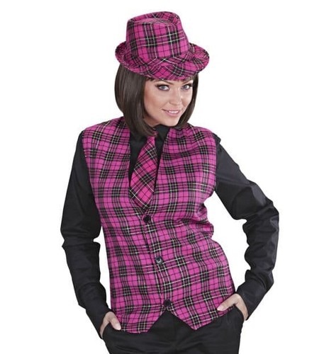 Unisex red tartan vest - unisex,