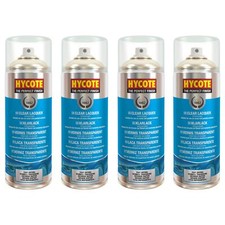 Hycote Colour Clear Lacquer Aerosol Spray Paint High Gloss Fast Drying 400ml x4