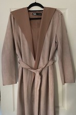 Zara Womens 3/4 length Coat, Dusky  Pink soft Faux Suede, Belt, Hood, XL(14)vgc