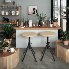 Industrial Bar Stool-Rustic Swivel Bar Stool-Round Oak Metal Stool-Counter/Bar H