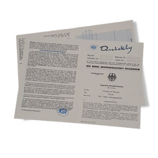 NSU QUICKLY OPERATING APPROVAL (Type Certificate, General Operating License) * N S * 1957 * Collection Rare