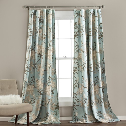 Floral bird print curtains - bird,