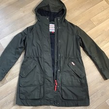 HUNTER Original Water Resistant Smock SIZE SMALL Womens Green Hooded Jacket
