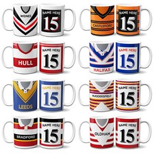 Personalised Rugby Shirt Mug Retro Cup Birthday Dad Him Fathers Day Gift RSM