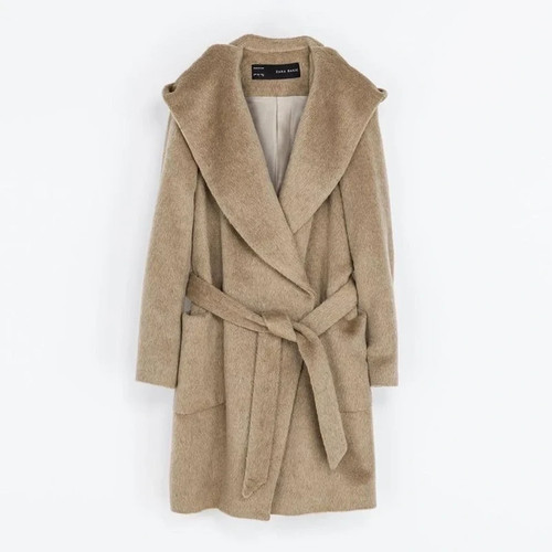 Zara tan camel mohair - camel, hooded
