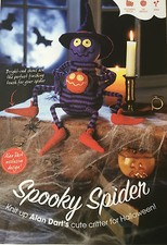 KNITTING PATTERN Alan Dart Spooky spider holding a pumpkin toy Halloween 28cm DK