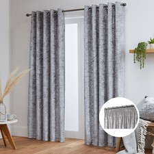Crushed Velvet Curtains Pair