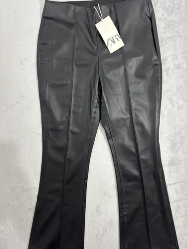 Zara black faux leather flared - zara,