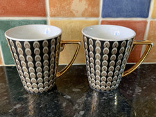 Porcelain Art Deco Mugs x 2 by BIBA Peacock Pattern