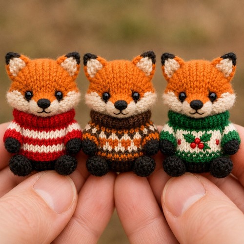 Mini fox knitting pattern - mini,