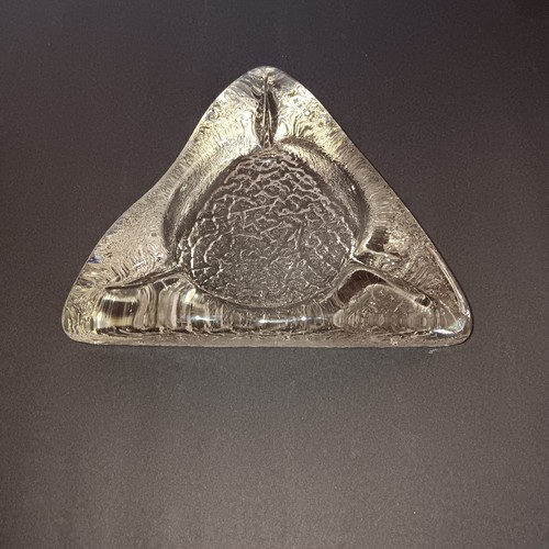 Ashtray heavy glass iced - heavy, glass,