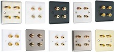 Audio Speaker AV Wall Face Plate  4 Terminal with Binding Posts for Banana Plugs