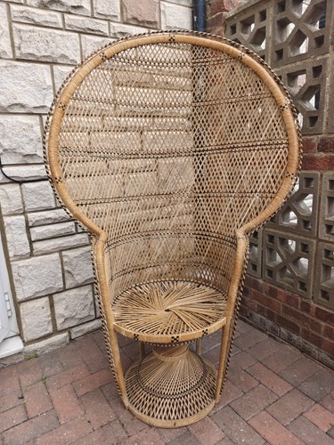 Vintage 1970s large - rattan, &