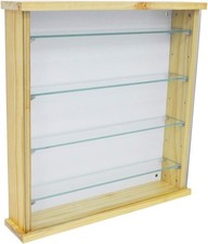 Watsons EXHIBIT - Solid Wood 4 Shelf Glass Wall Display Cabinet - Natural Pine