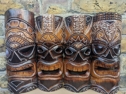 Tiki mask wood - carving, hand