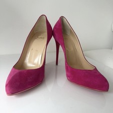 Christian Louboutin Hot Pink Suede Heels Almond Toe. Size 39/6