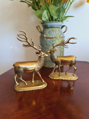 Vintage brass deer figurines - deer,