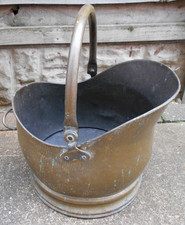 BRASS COAL KINDLING BUCKET HOD SCUTTLE FIRESIDE LOG ASH PLEASE READ