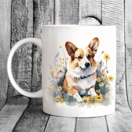 Pet dog mug watercolour - mug,, welsh