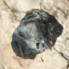 Blue Sapphire (corundum) crystal on matrix 109g. Mineral specimen. Ural, Russia.