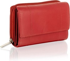 Womens Leather Purse Ladies Genuine Leather Zip Wallet RFID Card Coin Holder