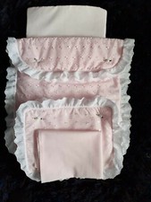 De Luxe Pink  Broderie Anglais Bedding set for Silver Cross Oberon Dolls Pram