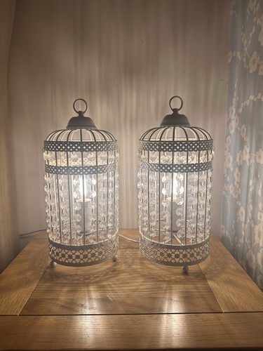 Bedside cream bird cage lamps - bedside,