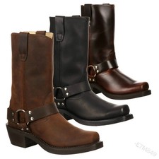Gringos Men's Calf Boots Biker Cowboy Western Pull On Tall Leather UK 6-12