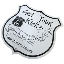 METAL WALL SIGN TIN ROUTE 66 SHIELD PLAQUE VINTAGE SHABBY CHIC GARAGE USA US