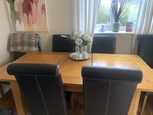 Oak dining table - dining, 6