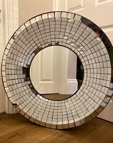 Round silver mirrored mosaic - silver,