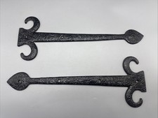 Pair of 40cm Reclaimed Cast Iron Rustic Gothic False Fake Decorative Door Hinges