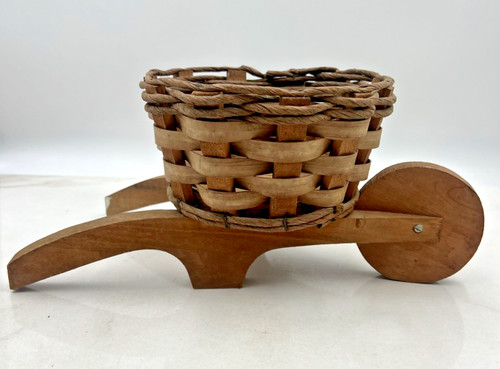 Vintage wood wheelbarrow - wood,