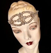 Authentic 1920s Deco Rhinestone Flapper , Headband, Headpiece , Gold, Bridal