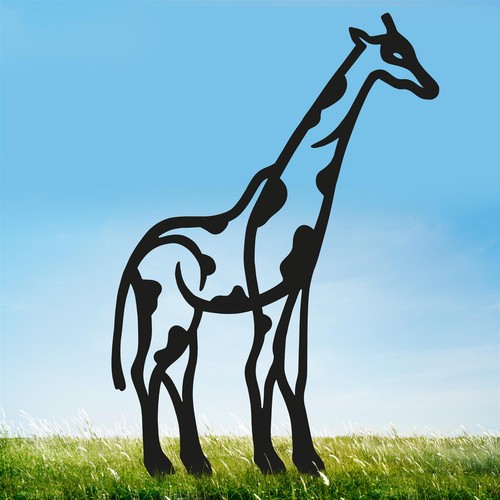 Black contemporary giraffe - black,