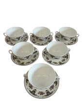 Mayfair Fine Bone China x6 Double Handed Soup Bowls with Saucers Charity
