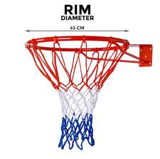 Basketball Hoop Metal Ring with Net & Pump Set Wall Mounted Fixings 45cm