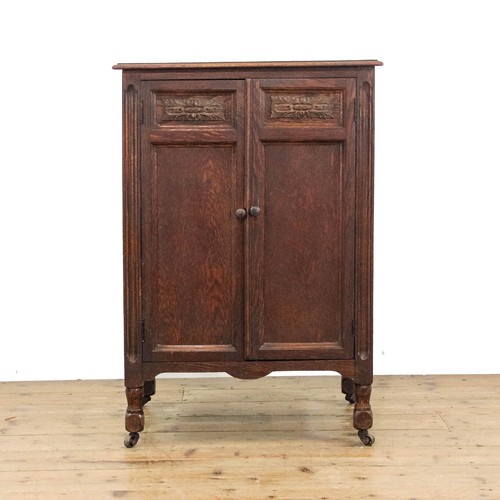 Antique oak music cabinet - antique,