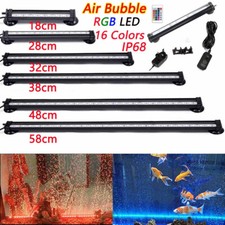Aquarium Fish Tank LED RGB Light Submersible Multicolour Air Bubble Tube Lamp UK