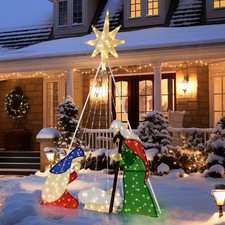 6 FT Lighted Nativity Scene Holy Family Set Christmas Decoration-Multicolor