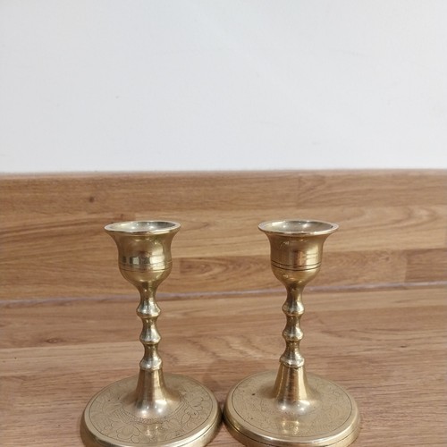 Pair brass candle sticks - pair,