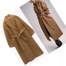 ZARA 48% WOOL BLEND COAT - LIMITED EDITION CAMEL BELTED CLASSIC CHIC XS 9283/817
