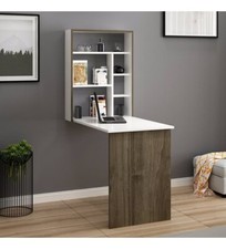 Magicbox Folding Wall Mounted Study Desk Table White/Istanbul Walnut