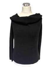 RIVER ISLAND BLACK OFF THE SHOULDER BARDO NECKLINE JUMPER SIZE 12