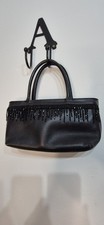 Jane Shilton Vintage Black Leather Small Bag with Beading Detail Used