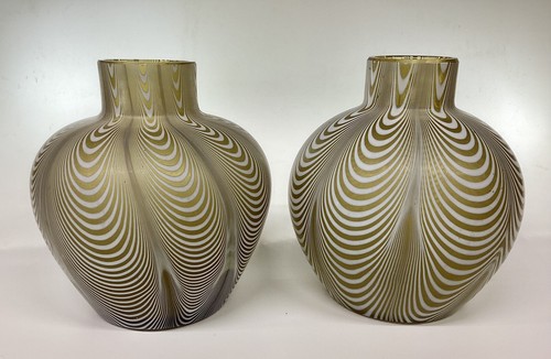 Nailsea glass pair vases - glass,