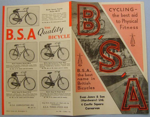 Bsa bicycle range 1938 - range,